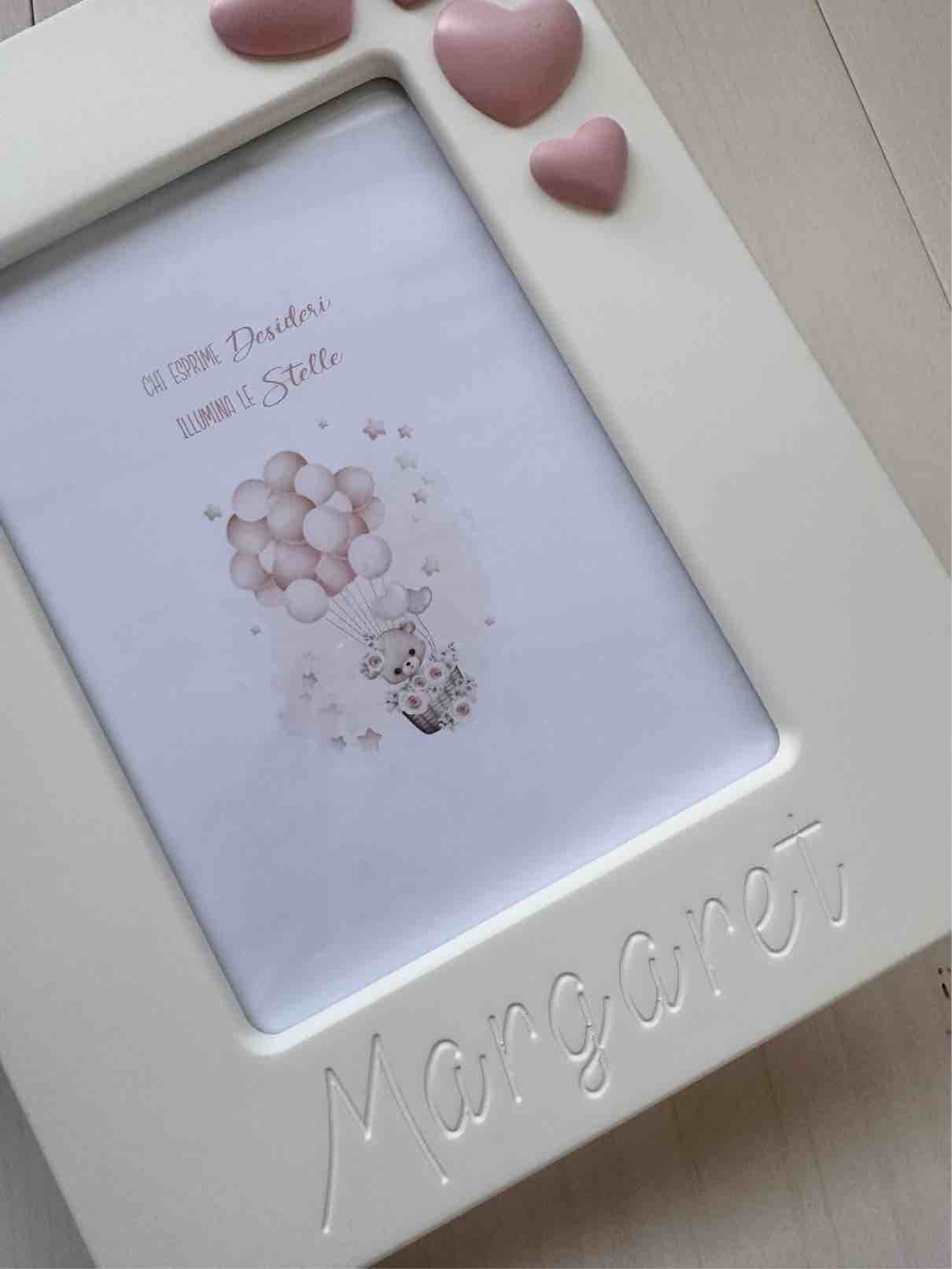 PORTAFOTO CUORI Bianco foto 13x18 PERSONALIZZATO