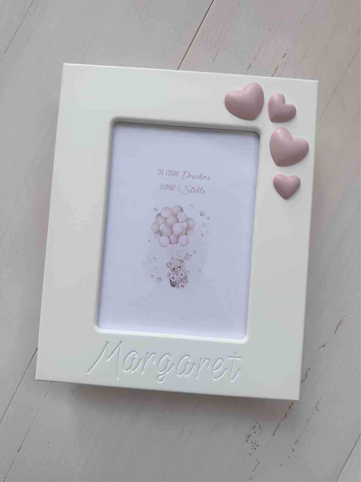PORTAFOTO CUORI Bianco foto 13x18 PERSONALIZZATO