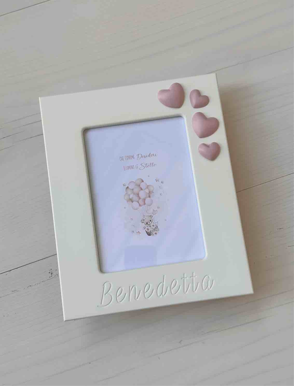 PORTAFOTO CUORI Bianco foto 13x18 PERSONALIZZATO