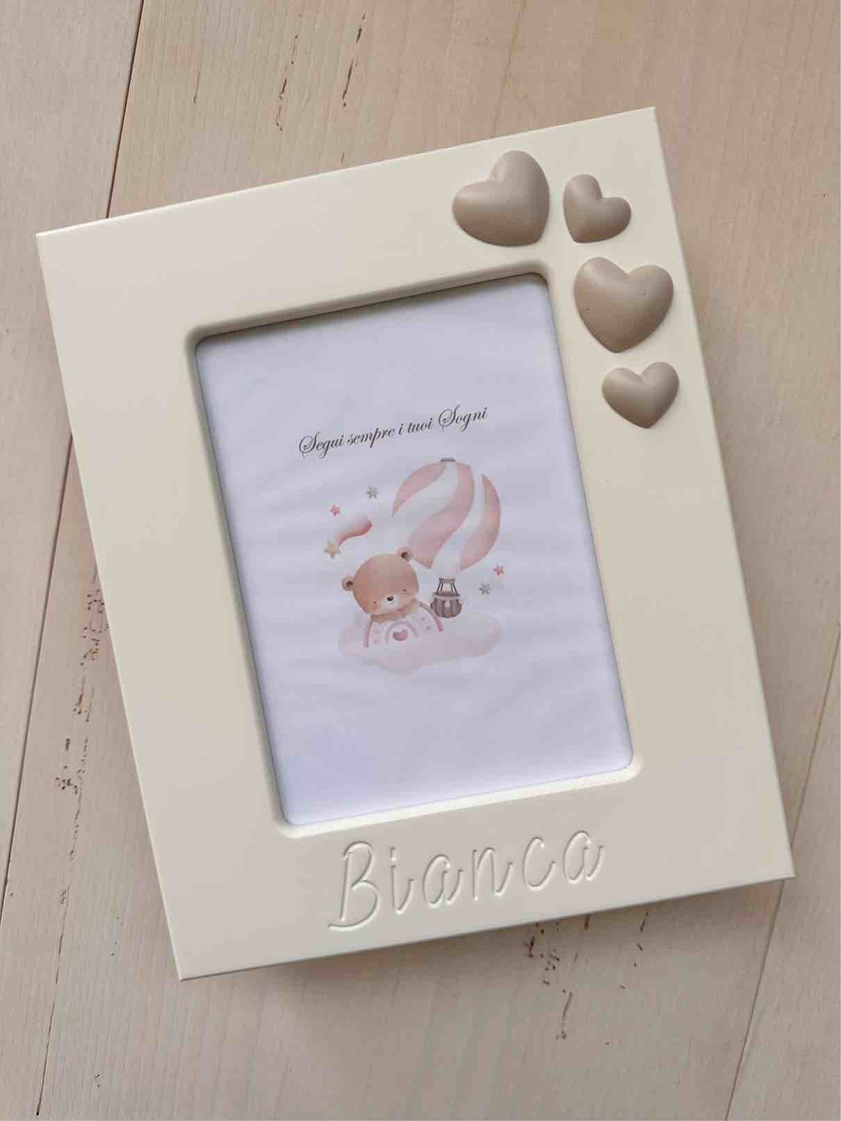 PORTAFOTO CUORI Bianco foto 13x18 PERSONALIZZATO