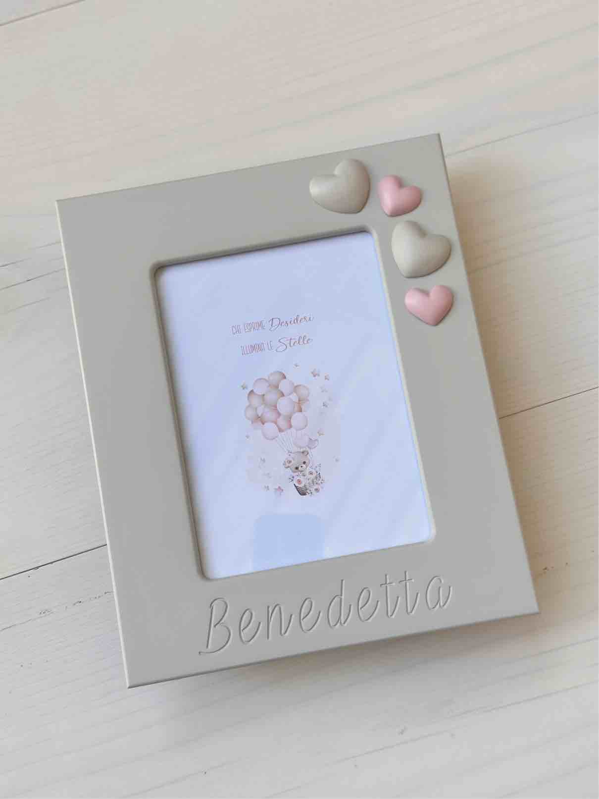 PORTAFOTO CUORI Tortora foto 13x18 PERSONALIZZATO