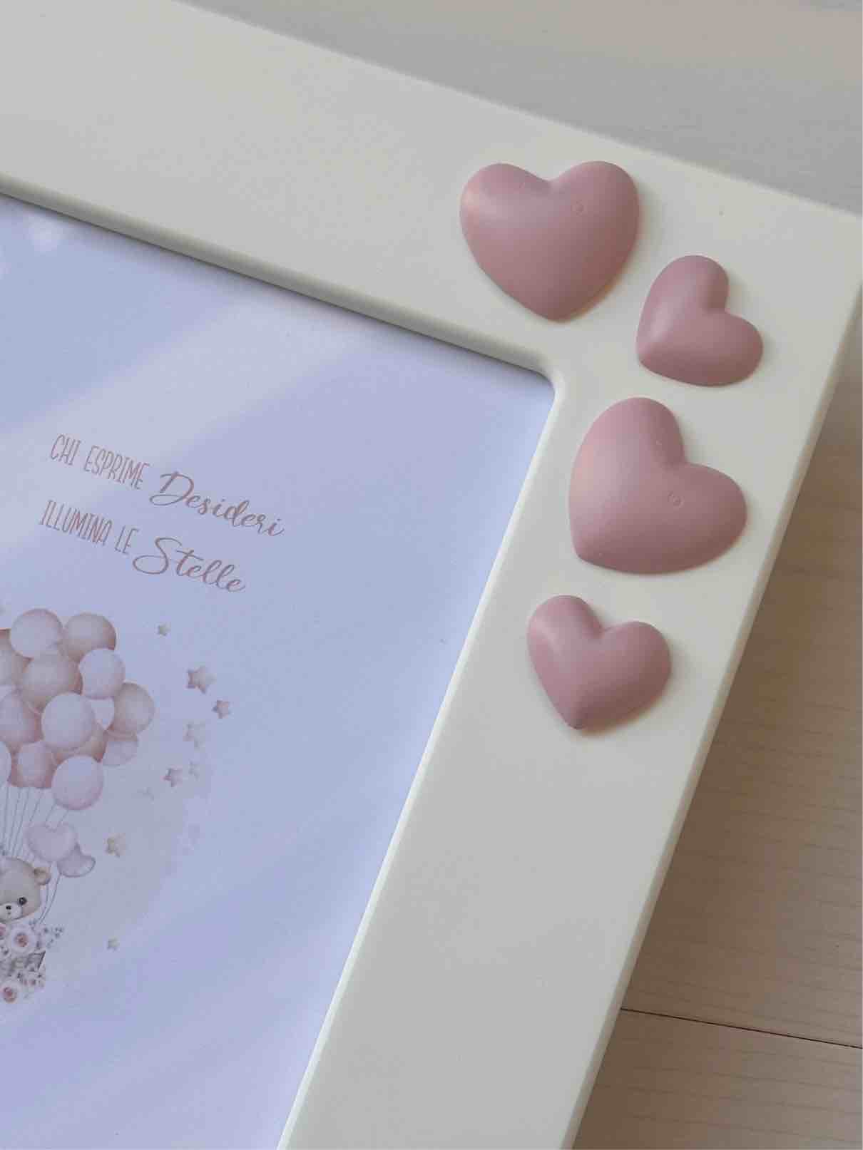 PORTAFOTO CUORI Bianco foto 13x18 PERSONALIZZATO