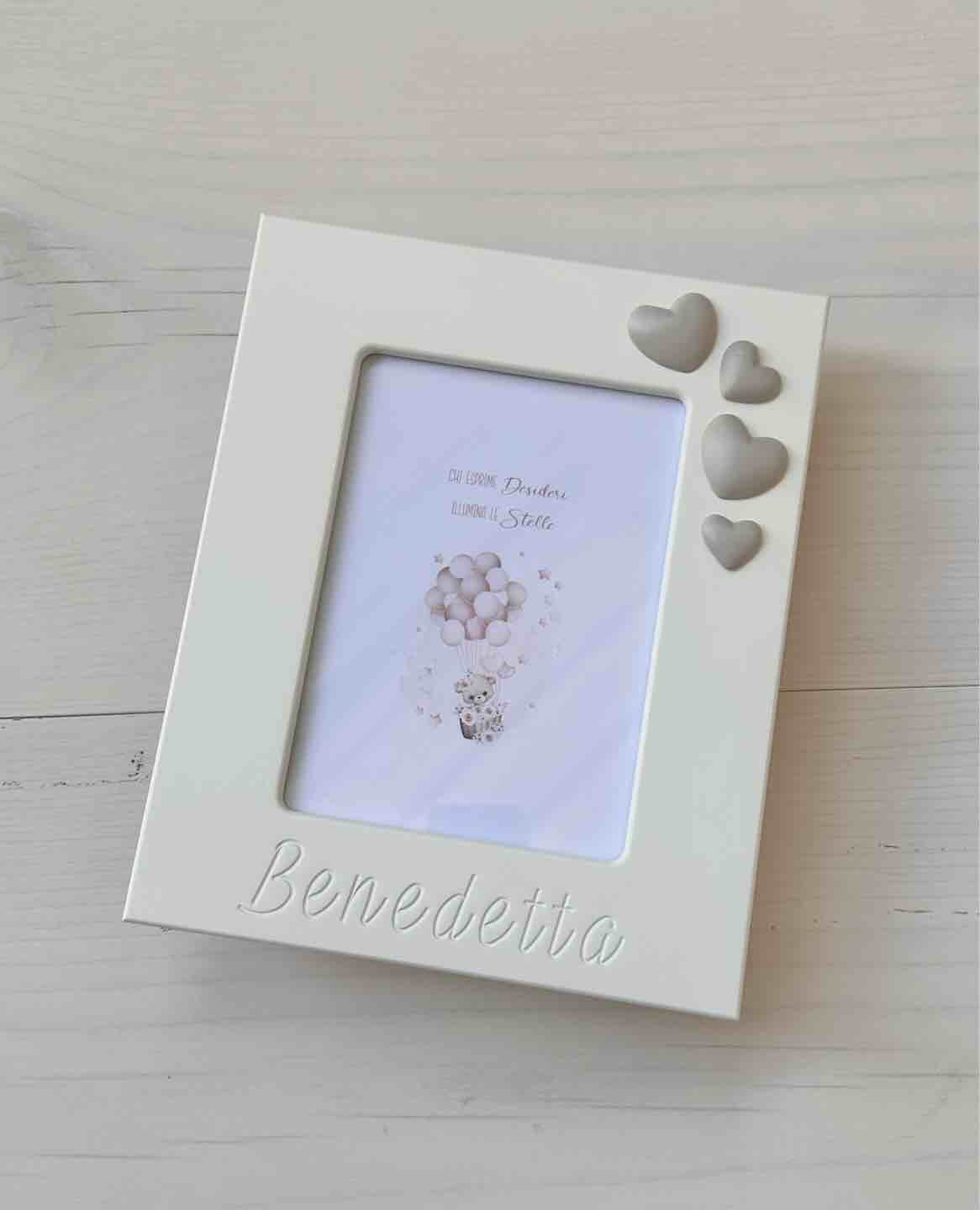 PORTAFOTO CUORI Bianco foto 13x18 PERSONALIZZATO