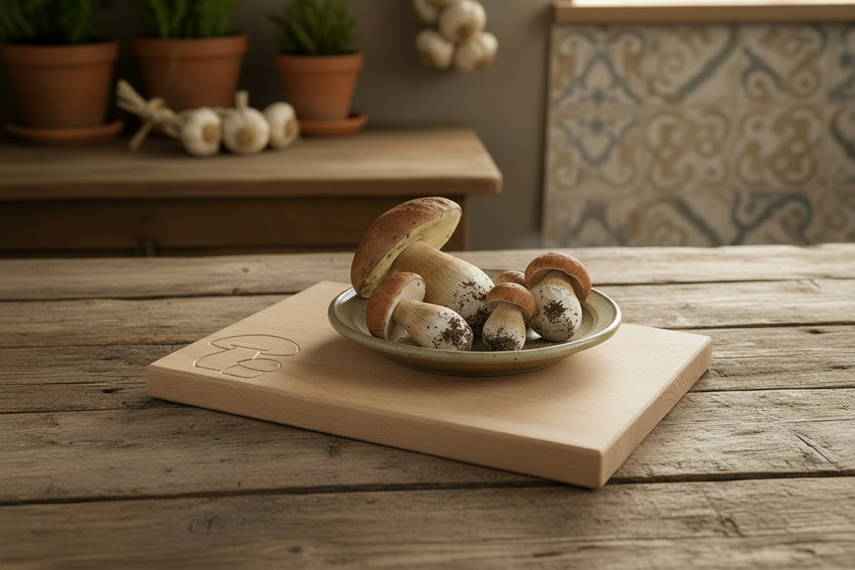 Tagliere con uno o due funghi
