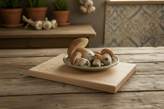 Tagliere con uno o due funghi